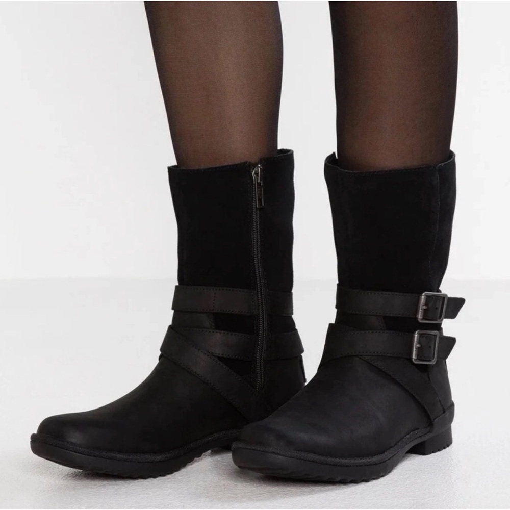 UGG Boots 6 Women’s Black Lorna Waterproof Bootie Leather Zipper Wool - Picture 2 of 11